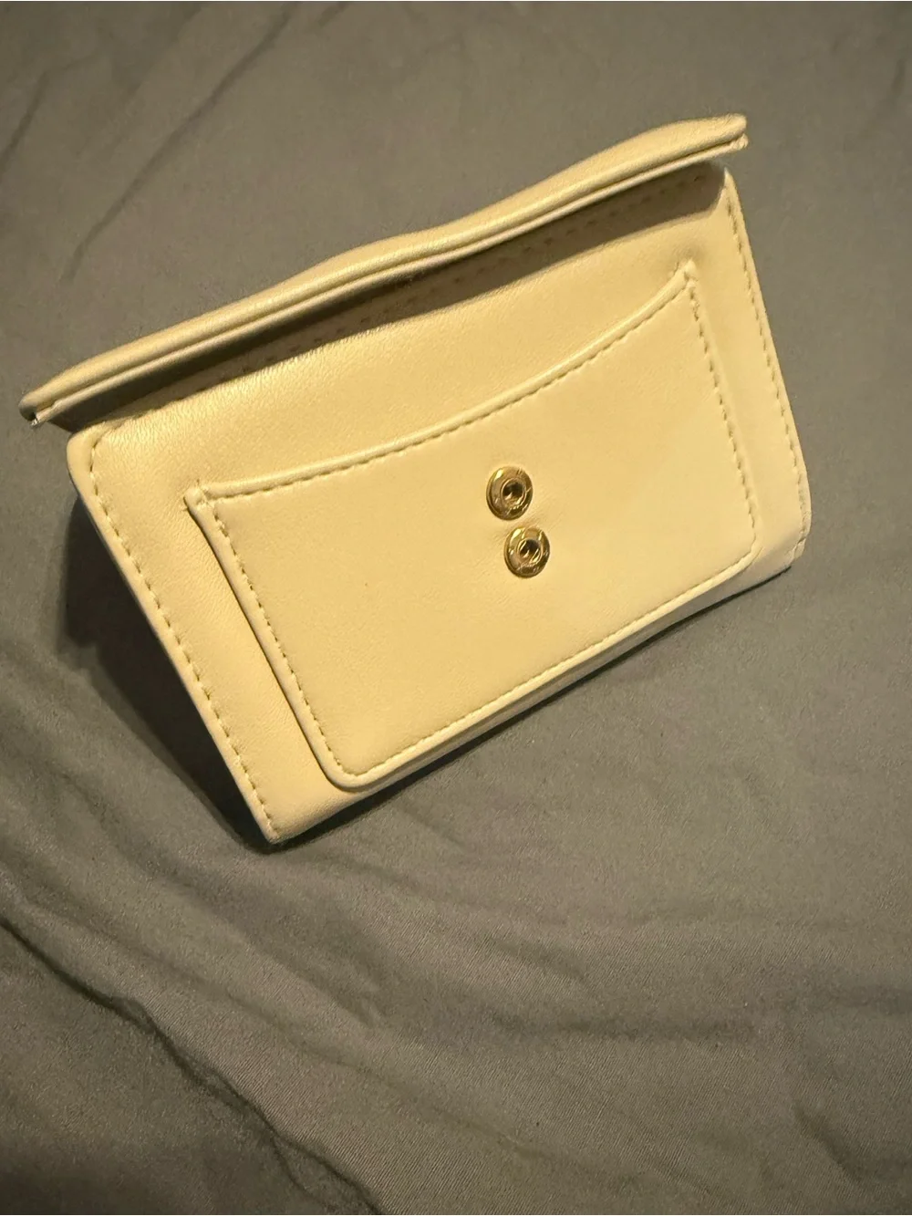 Compact Faux Leather Trifold Cream Card Holder Wallet - Sleek Everyday Organizer